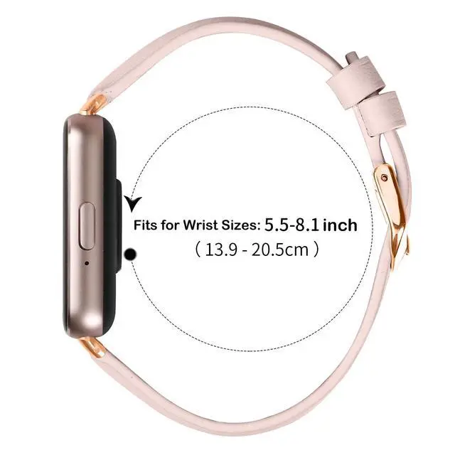 Alt view image 6 of 7 - Straps Compatible with Samsung Galaxy Fit3 Strap, Slim Genuine Leather Business Sport Band Replacement Adjustable Wristband Bands for Galaxy Fit 3 SM-R390