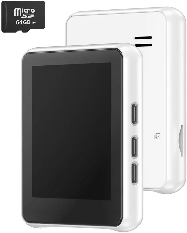 Main image of 64GB MP3 Player with Bluetooth 5.3,Zinc Alloy Metal Portable Music Player,2.4" Small Touch Screen,HiFi Lossless Sound,FM Radio,3.5mm Jack,No WiFi for Summer Camp,Sports & Travel,White