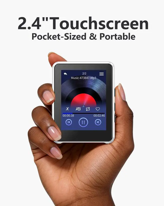 Alt view image 5 of 7 - 64GB MP3 Player with Bluetooth 5.3,Zinc Alloy Metal Portable Music Player,2.4" Small Touch Screen,HiFi Lossless Sound,FM Radio,3.5mm Jack,No WiFi for Summer Camp,Sports & Travel,White