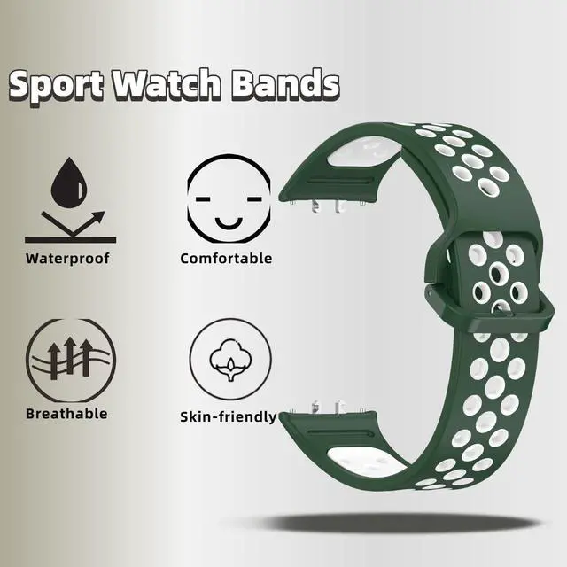 Alt view image 3 of 6 - Silicone Bands Compatible with Samsung Galaxy Fit 3 SM-R390, with PC Case Waterproof Sport Watch Band Soft Breathable Strips for Men Women