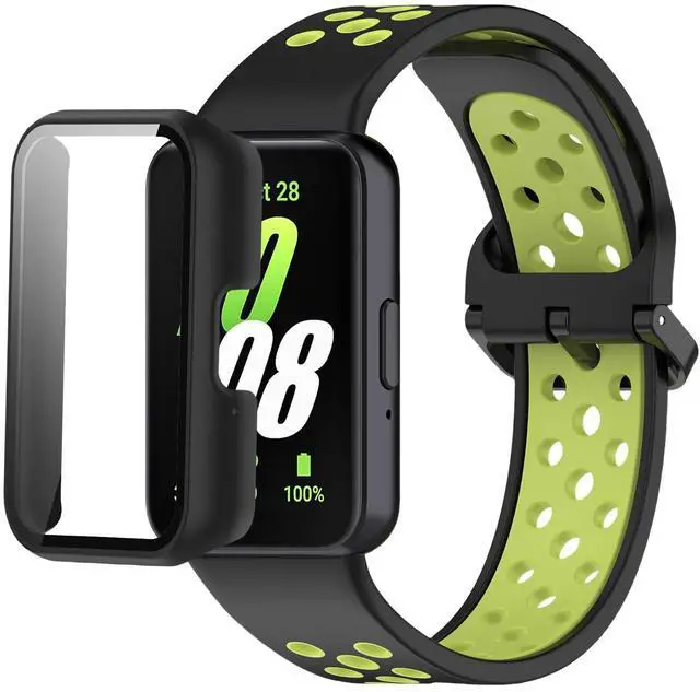 Main image of Silicone Bands Compatible with Samsung Galaxy Fit 3 SM-R390, with PC Case Waterproof Sport Watch Band Soft Breathable Strips for Men Women