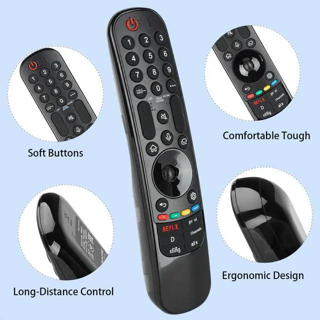 Alt view image 3 of 6 - MR23GN AKB76043202 Remote Control Compatible with LG Smart TV 2018-2023 LG UHD OLED QNED B3 C3 G3 NanoCell 4K 8K Smart TVs, Compatible with LG Remote Control AN-MR23GA/GN AN-MR22GA/GN AN-MR21GA