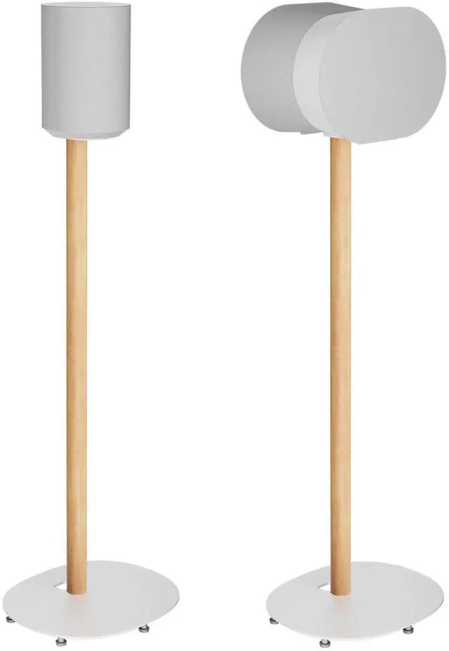 Main image of Speaker Stand Compatible with Sonos era 100,100 SL,300,2 Pack,White | 30.6" Fixed Height Floor Stand Pair, Wooden Speaker Stand, White & Beech