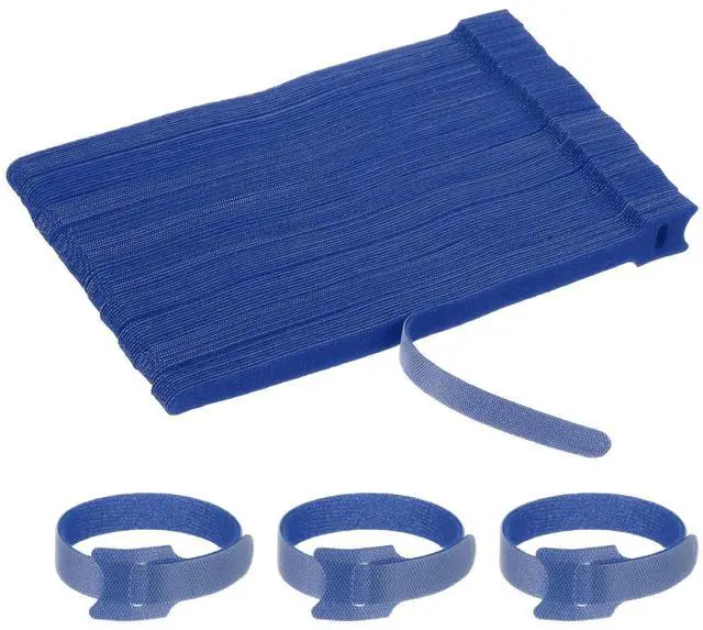 Main image of 8 Inch Reusable Cable Ties, 100 Pcs Adjustable Fastening Hook and Loop Straps Cord Management Wire Wrap Organizer for Home Office Cables, Blue