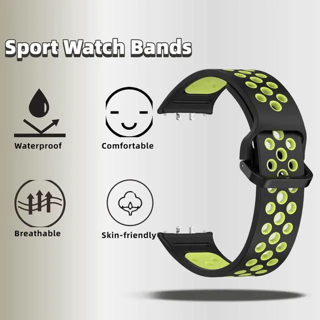 Alt view image 3 of 6 - Silicone Bands Compatible with Samsung Galaxy Fit 3 SM-R390, with PC Case Waterproof Sport Watch Band Soft Breathable Strips for Men Women