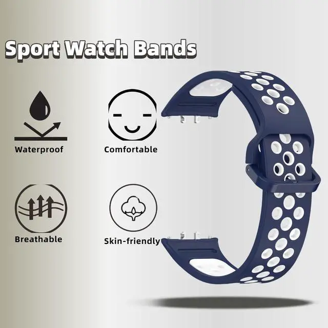 Alt view image 3 of 6 - Silicone Bands Compatible with Samsung Galaxy Fit 3 SM-R390, with PC Case Waterproof Sport Watch Band Soft Breathable Strips for Men Women