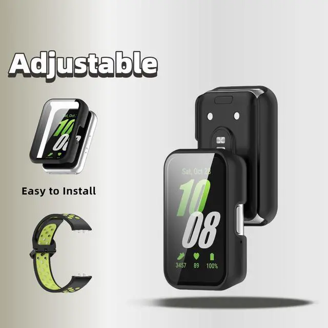 Alt view image 5 of 6 - Silicone Bands Compatible with Samsung Galaxy Fit 3 SM-R390, with PC Case Waterproof Sport Watch Band Soft Breathable Strips for Men Women