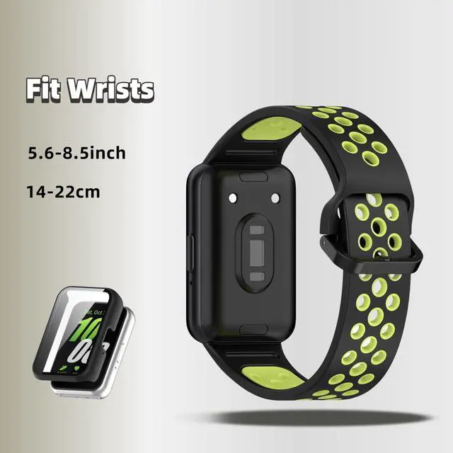 Alt view image 4 of 6 - Silicone Bands Compatible with Samsung Galaxy Fit 3 SM-R390, with PC Case Waterproof Sport Watch Band Soft Breathable Strips for Men Women