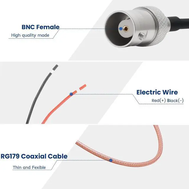 Alt view image 2 of 6 - 2 Pack BNC Pigtail Cable 50 Ohm RG316 Coaxial Coax Antenna BNC Female to Bare Wire Open End Connector Extension Cable for CCTV Surveillance DVR Camera Repair Cord 50cm/19.6inch (Female)