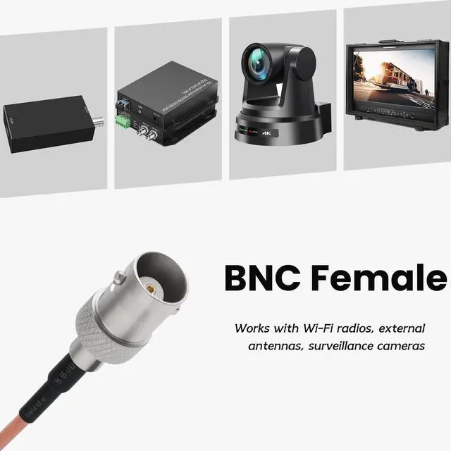 Alt view image 4 of 6 - 2 Pack BNC Pigtail Cable 50 Ohm RG316 Coaxial Coax Antenna BNC Female to Bare Wire Open End Connector Extension Cable for CCTV Surveillance DVR Camera Repair Cord 50cm/19.6inch (Female)