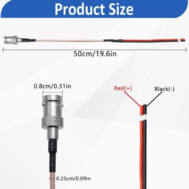 Alt view image 5 of 6 - 2 Pack BNC Pigtail Cable 50 Ohm RG316 Coaxial Coax Antenna BNC Female to Bare Wire Open End Connector Extension Cable for CCTV Surveillance DVR Camera Repair Cord 50cm/19.6inch (Female)