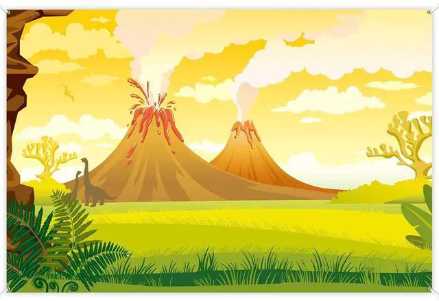 Main image of Tanystropheus Tyrannosaurus Rex Dinosaur Banner Backdrop Background Photo Booth Props Volcano Tropical Dino T-REX Theme Decor for Safari Wild One Birthday Party Supplies Decorations