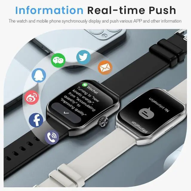 Alt view image 6 of 6 - 1.83" Smart Watch 3D Curved Glass IP68 Waterproof Fitness Tracker | 7-Day Long Battery Life, HD Large Display Sleep Heart Rate Blood Oxygen Monitoring