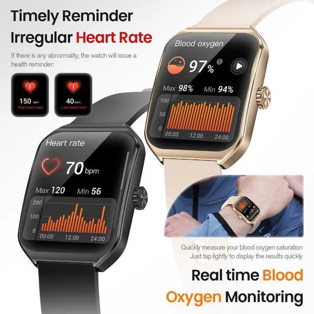 Alt view image 5 of 6 - 1.83" Smart Watch 3D Curved Glass IP68 Waterproof Fitness Tracker | 7-Day Long Battery Life, HD Large Display Sleep Heart Rate Blood Oxygen Monitoring
