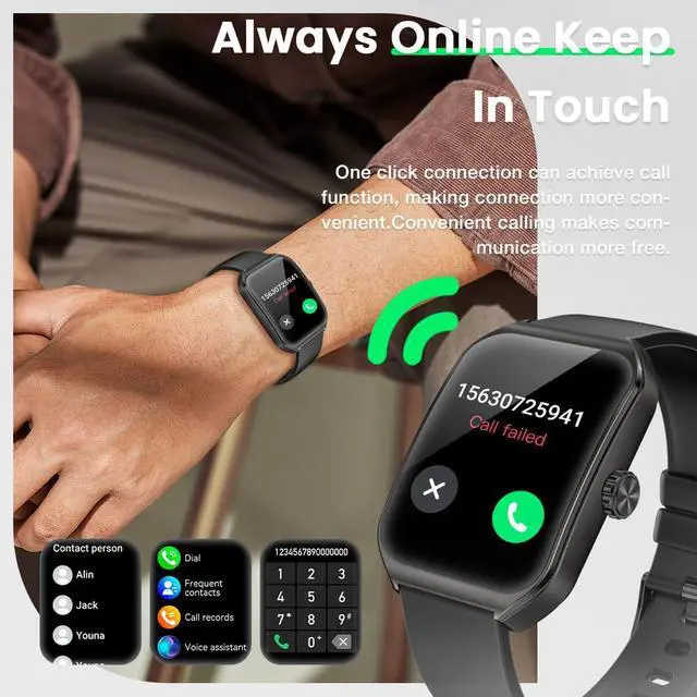 Alt view image 4 of 6 - 1.83" Smart Watch 3D Curved Glass IP68 Waterproof Fitness Tracker | 7-Day Long Battery Life, HD Large Display Sleep Heart Rate Blood Oxygen Monitoring