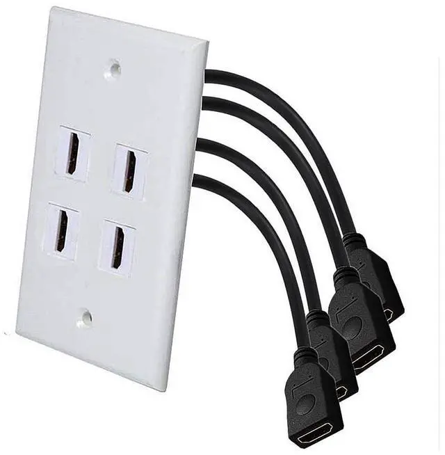 Main image of 4 Ports HDMI 2.1V Wall Plate, 48Gbps, 3D 8K@60Hz 4K@120Hz Dynamic HDR eARC, Solder-free Pass Through Outlet Socket Face Cover for Home Theater, DVD, Cable Satellite TV HDTV, PS4