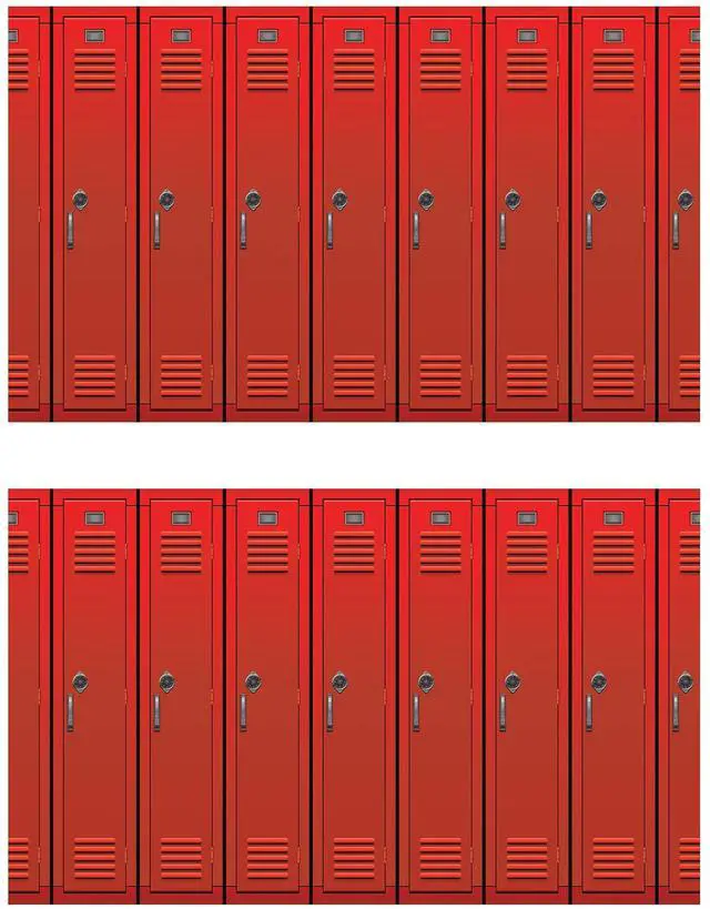 Main image of Lockers Backdrops, 4 x 30, Pack of 2 Photo Backdrop, Easy to Adhere Wall Covering, Party Decor, School Locker Decorations, Backdrops for School, School Backdrop