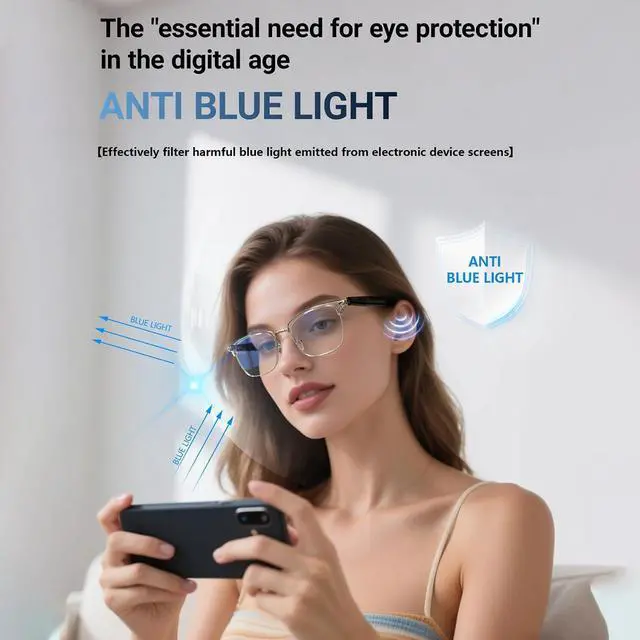 Alt view image 2 of 7 - Bluetooth Blue Light Glasses for Women Men, AI Voice Assistant, Open Ear Speakers, Clear Bluelight Filtering Smart Glasses