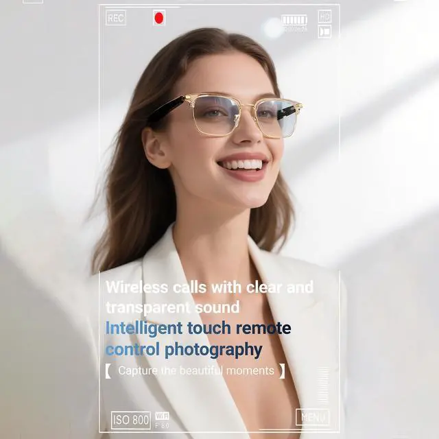 Alt view image 5 of 7 - Bluetooth Blue Light Glasses for Women Men, AI Voice Assistant, Open Ear Speakers, Clear Bluelight Filtering Smart Glasses