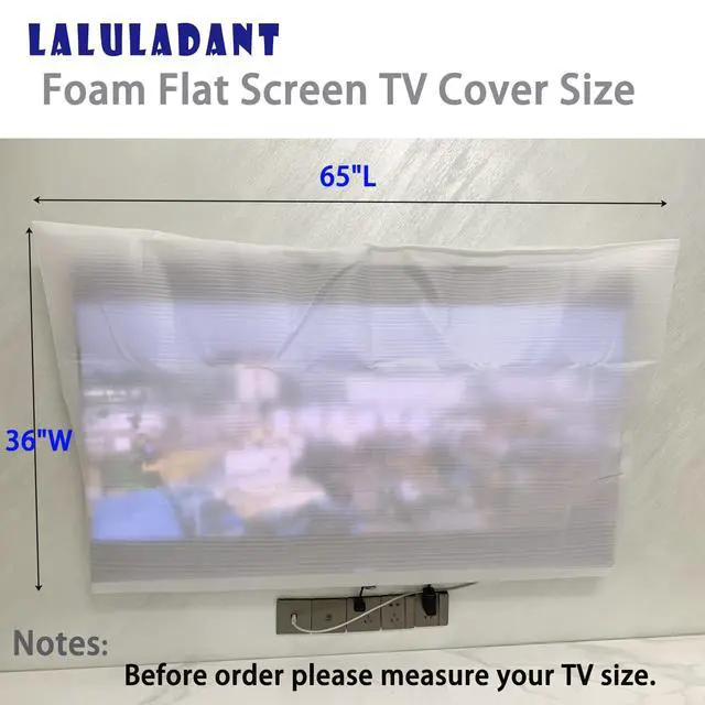 Alt view image 2 of 7 - Foam Flat Screen TV Cover Fits Up to 36" H x 65" W Flat Screen TV60-65 Inch Television Foam Cover for TV Protection During House Moving, Storage, or Home Renovation-1 Pack