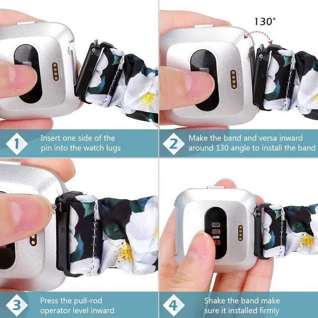 Alt view image 4 of 7 - 10 Pack Scrunchie Bands Compatible With Fitbit Versa/Versa 2/Lite Special Edition - Women's Elastic Stretch Fabric Strap Pattern Printed Scrunchy Replacement Bracelet Wristband