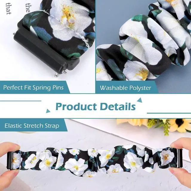 Alt view image 6 of 7 - 10 Pack Scrunchie Bands Compatible With Fitbit Versa/Versa 2/Lite Special Edition - Women's Elastic Stretch Fabric Strap Pattern Printed Scrunchy Replacement Bracelet Wristband