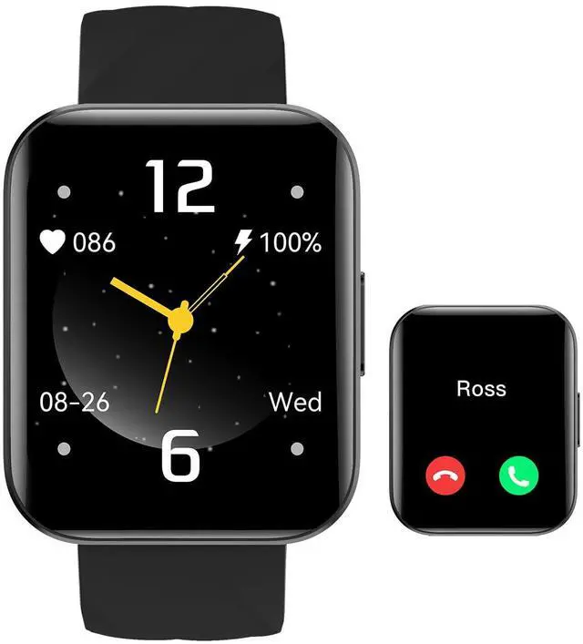 Main image of Smart Watches for Men Women (Answer/ Make Calls) Compatible with iPhone Android Phones, 1.85" Smartwatch Fitness Tracker with 100+ Sports Heart Rate Monitor Pedometer Sleep Tracker Waterproof (Black)