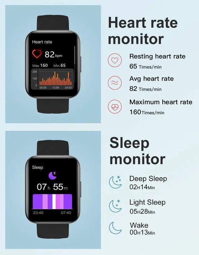Alt view image 3 of 7 - Smart Watches for Men Women (Answer/ Make Calls) Compatible with iPhone Android Phones, 1.85" Smartwatch Fitness Tracker with 100+ Sports Heart Rate Monitor Pedometer Sleep Tracker Waterproof (Black)