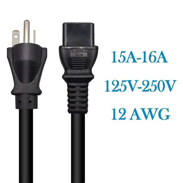 Alt view image 6 of 6 - NEMA 6-20P to IEC320 C19 Power Extension Cable, 3 Prong NEMA to C19 20A 12 AWG,Power Line with ETL Listed, for Server,PDU UPS (6-20P to C19-1.8M/5.9FT)