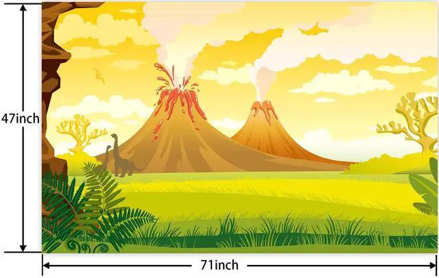 Alt view image 2 of 6 - Tanystropheus Tyrannosaurus Rex Dinosaur Banner Backdrop Background Photo Booth Props Volcano Tropical Dino T-REX Theme Decor for Safari Wild One Birthday Party Supplies Decorations