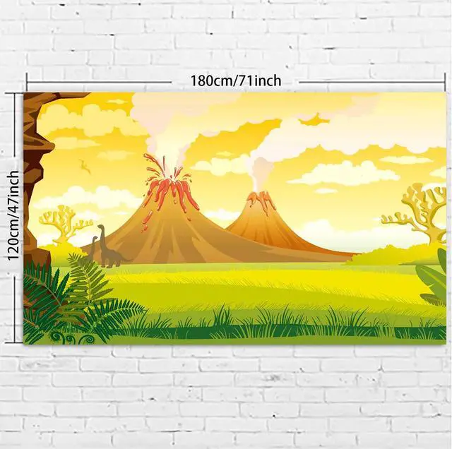 Alt view image 3 of 6 - Tanystropheus Tyrannosaurus Rex Dinosaur Banner Backdrop Background Photo Booth Props Volcano Tropical Dino T-REX Theme Decor for Safari Wild One Birthday Party Supplies Decorations