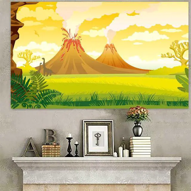 Alt view image 4 of 6 - Tanystropheus Tyrannosaurus Rex Dinosaur Banner Backdrop Background Photo Booth Props Volcano Tropical Dino T-REX Theme Decor for Safari Wild One Birthday Party Supplies Decorations