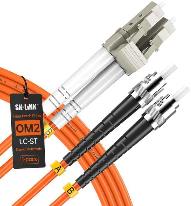 Main image of 5m/16.4ft OM2 Multimode LC to ST Fiber Patch Cord UPC LSZH Duplex | 50/125m, Gigabit Fiber Optic Jumper Cable for LAN Network Switch