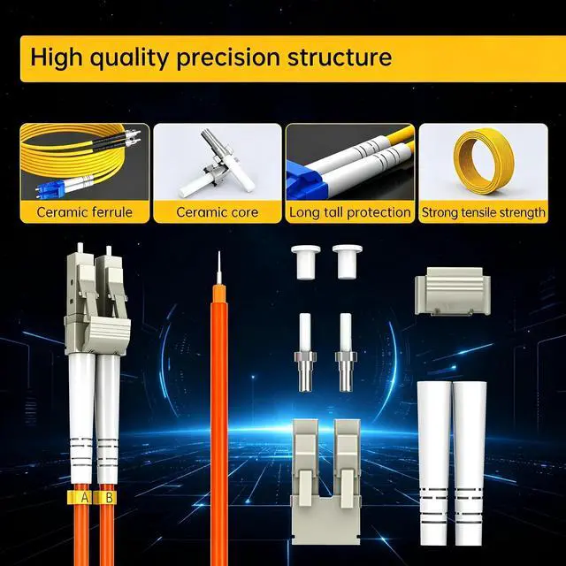 Alt view image 6 of 7 - OM2 LC to ST Fiber Patch Cable 3M/10ft Multimode Duplex LZSH | Fiber Optic Cable, 50/125m UPC Fiber Optical Jumper Cord, Orange