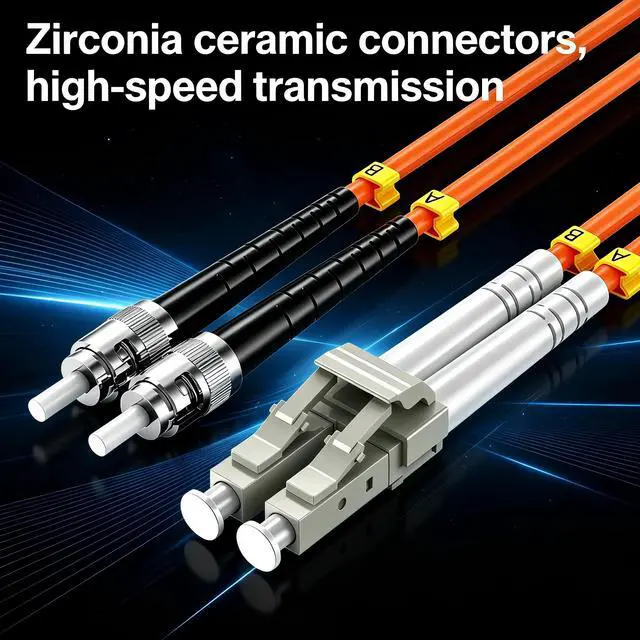 Alt view image 2 of 7 - OM2 LC to ST Fiber Patch Cable 3M/10ft Multimode Duplex LZSH | Fiber Optic Cable, 50/125m UPC Fiber Optical Jumper Cord, Orange