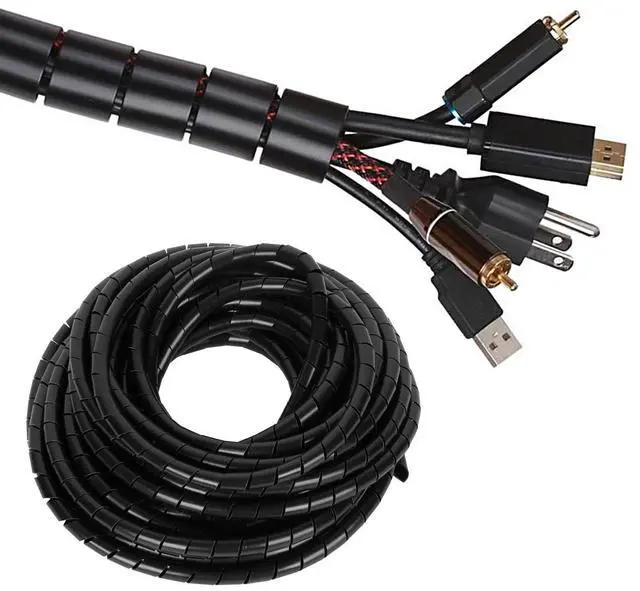 Main image of Spiral Cable wrap, 39FT Wire wrap,1/2 inch Spiral Cable Wraps for Cords Covers Bundle Sleeve Hose for Computer, Power,PC, Audio & Video Electrical Wire Organizer RoHS Black