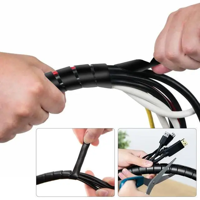 Alt view image 3 of 7 - Spiral Cable wrap, 39FT Wire wrap,1/2 inch Spiral Cable Wraps for Cords Covers Bundle Sleeve Hose for Computer, Power,PC, Audio & Video Electrical Wire Organizer RoHS Black