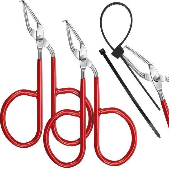 Main image of 2 Pcs Cable Zip Tie Remover Opener Release Tool, Stainless Steel Pliers to Make Wide Zip Tie Reusable, Pocket Size with Storage Box (Red)
