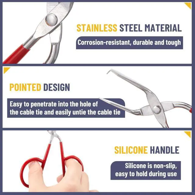 Alt view image 6 of 6 - 2 Pcs Cable Zip Tie Remover Opener Release Tool, Stainless Steel Pliers to Make Wide Zip Tie Reusable, Pocket Size with Storage Box (Red)