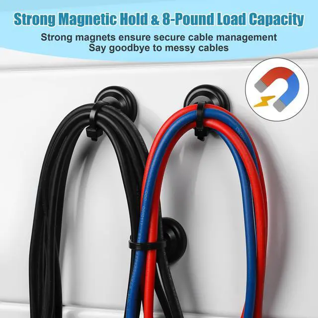 Alt view image 3 of 7 - magnetic zip tie mount Magnetic Zip Ties Mount Base Holder with 100 Pcs Cable Zip Ties, Strong Magnet Wire Holder, Cable Management Clips for Electrical Wiring Home Office Outdoors Organization