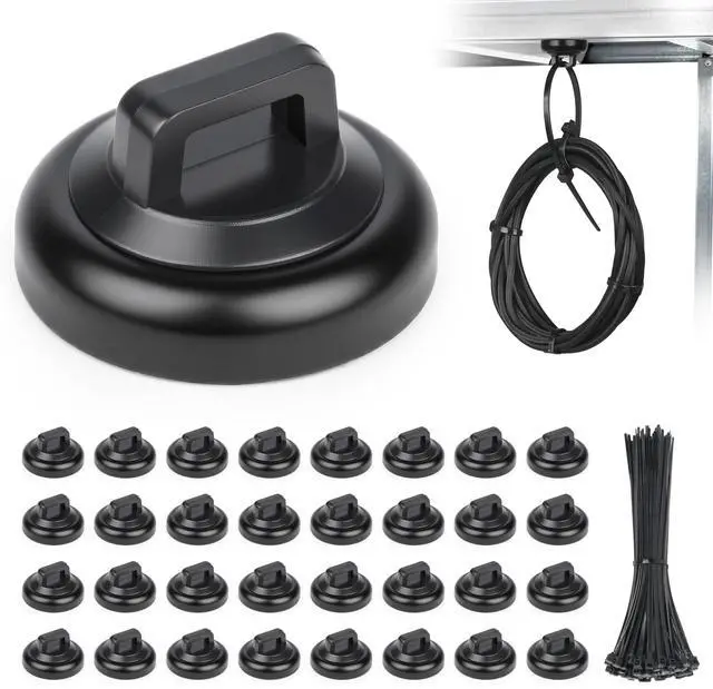 Main image of magnetic zip tie mount Magnetic Zip Ties Mount Base Holder with 100 Pcs Cable Zip Ties, Strong Magnet Wire Holder, Cable Management Clips for Electrical Wiring Home Office Outdoors Organization