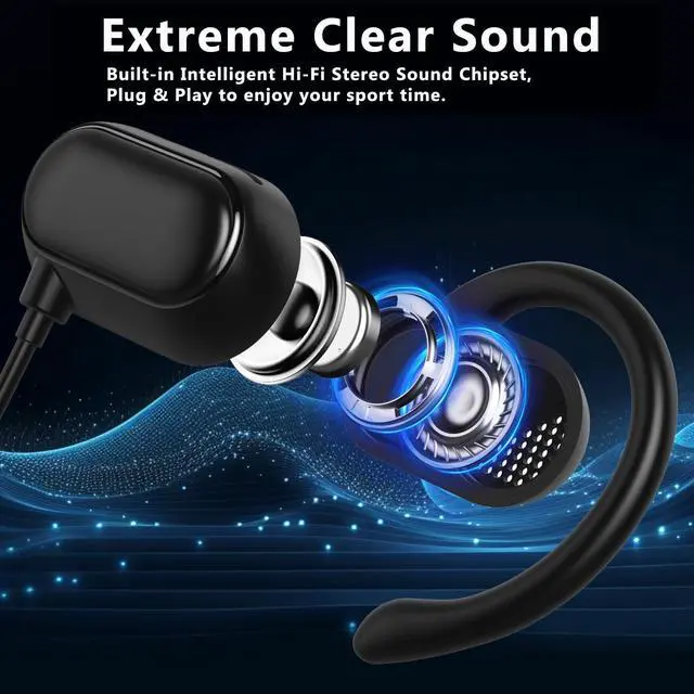 Alt view image 4 of 6 - USB C Headphones Over-Ear Buds Hooks Earbuds Mic for Sports Running | Type-C Wired Earbuds Fit Small Ears Volume Control for iPad/ iPhone 17 16 15 for Samsung S26 S25 S24 Oneplus 15 Pixel 10 8 6