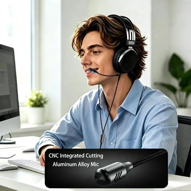 Alt view image 4 of 6 - Wired Studio Headphones,Over Ear Boom mic Gaming Headset,HiFi Open-Back Stereo Headphones,Dual 3.5mm 50mm Dynamic Driver Monitoring Headset for Recording Mixing DJ Podcast Audiophile