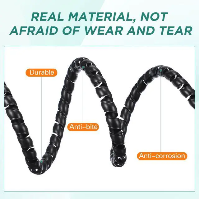 Alt view image 4 of 7 - Dog and Cat Cord Protector 49.2 ft 10 mm Spiral Cable Wire Wrap from Pets No Chew Cat Proofing Cords 5 Pcs/Pack for TV Computer Ebike Electrical Wire(Black)
