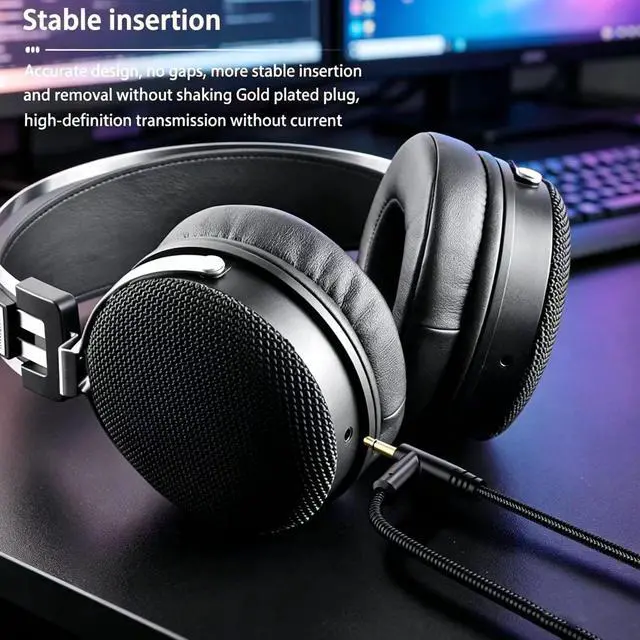 Alt view image 6 of 6 - Wired Studio Headphones,Over Ear Boom mic Gaming Headset,HiFi Open-Back Stereo Headphones,Dual 3.5mm 50mm Dynamic Driver Monitoring Headset for Recording Mixing DJ Podcast Audiophile