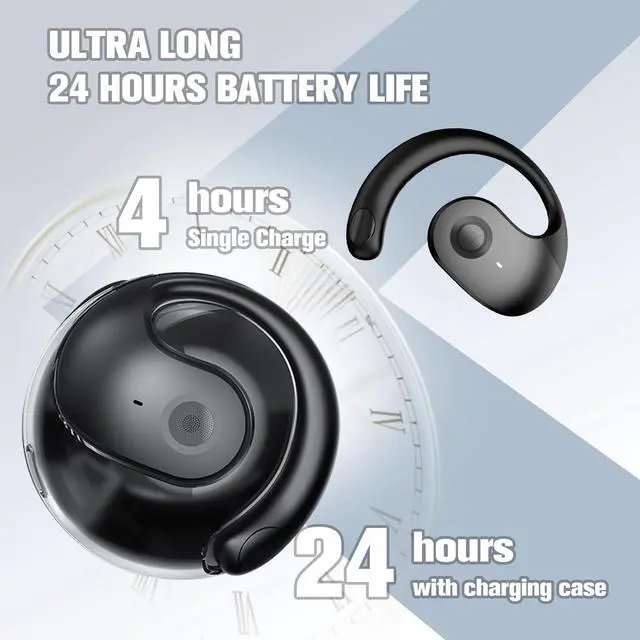 Alt view image 5 of 7 - Out of Ear Open Ear Headphones Wireless Ear Hanging Bluetooth Headset, Air Bone Conduction Open Ear Earbuds, Work Out OWS Over the Ear Earbuds Open Ear Buds Not In Ear Outside the Ear Earphones
