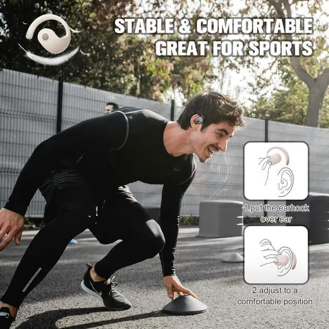 Alt view image 6 of 7 - Out of Ear Open Ear Headphones Wireless Ear Hanging Bluetooth Headset, Air Bone Conduction Open Ear Earbuds, Work Out OWS Over the Ear Earbuds Open Ear Buds Not In Ear Outside the Ear Earphones
