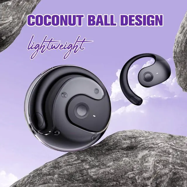 Alt view image 5 of 7 - Purple Out of Ear Open Ear Headphones Wireless Ear Hanging Bluetooth Headset, Air Bone Conduction Open Ear Earbuds, OWS Over the Ear Earbuds Open Ear Buds Not In Ear Outside the Ear Headphones
