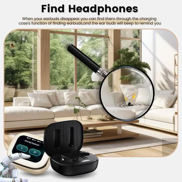 Alt view image 2 of 6 - Wireless Earbuds with Touch Screen, Bluetooth 5.4 Headphones, ANC Noise Cancelling, 60H HiFi Stereo Bluetooth Ear Buds with 5 EQ Modes, for Sports/Workout