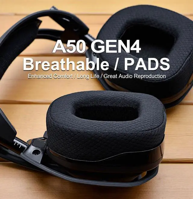 Alt view image 6 of 7 - A50 Replacement Earpads for Astro A50 Gen 4, Gen 5 and A50X Only, Breathable Mesh Fabric, Made by, Thicker Memory Foam, Improved Durability, | Black